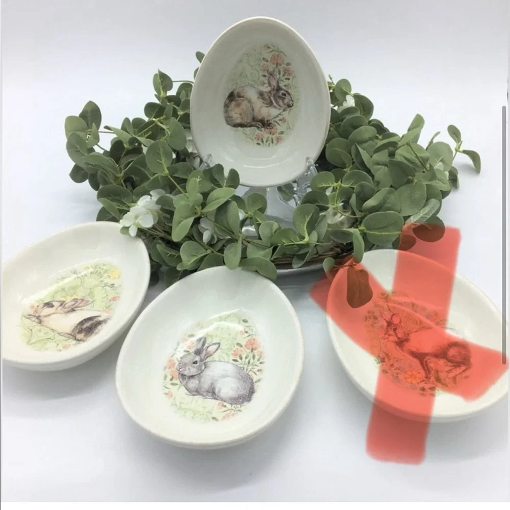 Pottery Barn Springtime Easter Bunny Rabbit egg bowls four different set of 3